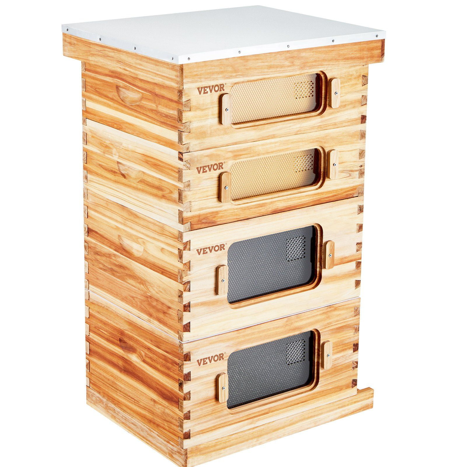 Window Beekeeping Bee Hive Starter Kit - 2 Deep & 2 Medium Langstroth Bee Boxes, Beeswax ...