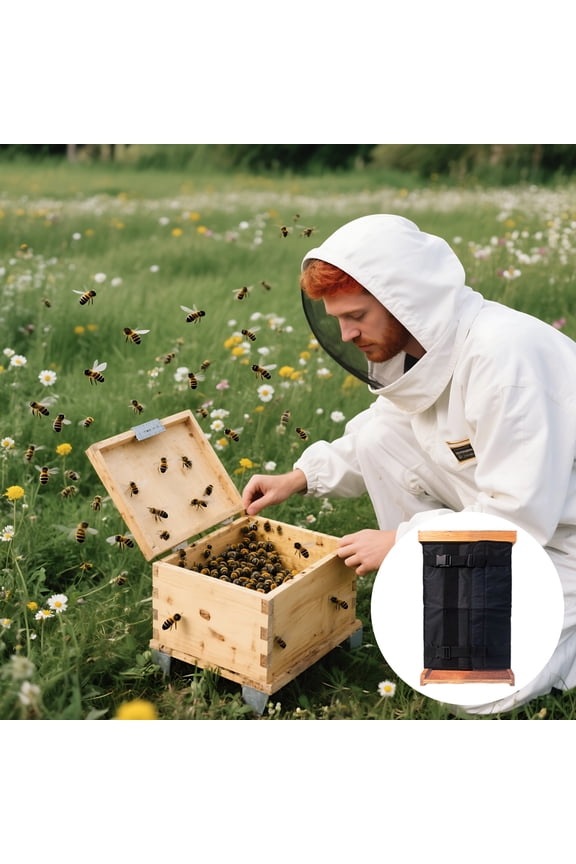 Bee Hive Winter Wrap, 2 Pcs Adjustable Insulation Covers, Waterproof 600D Oxford Fabric, Pearl Cotton Windproof, Bee Hive Insulation for Cold Weather Protection