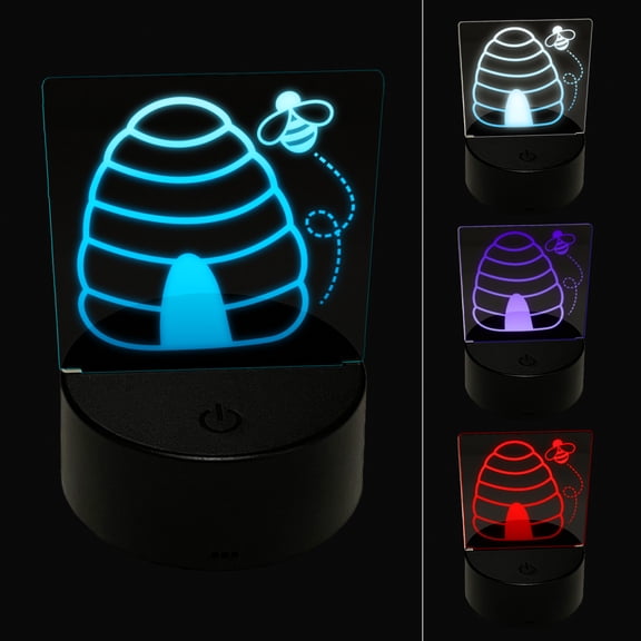 Bee Hive with Bee LED Night Light Sign 3D Illusion Desk Nightstand Lamp