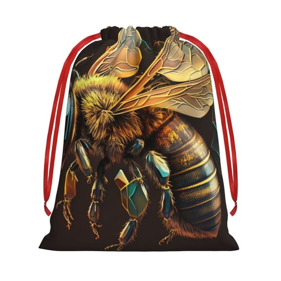 Bee Honey Honeybee Cool Drawstring Gift Bag Soft Pouch Reusable Favor Bags for Christmas, Halloween, Candy, Wedding, Birthday