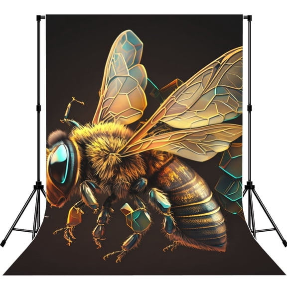 Bee Honey Honeybee Cool Photography Backdrop 5x7Ft Background for Photo Studio Video Recording Birthday Party Wedding Home Decor