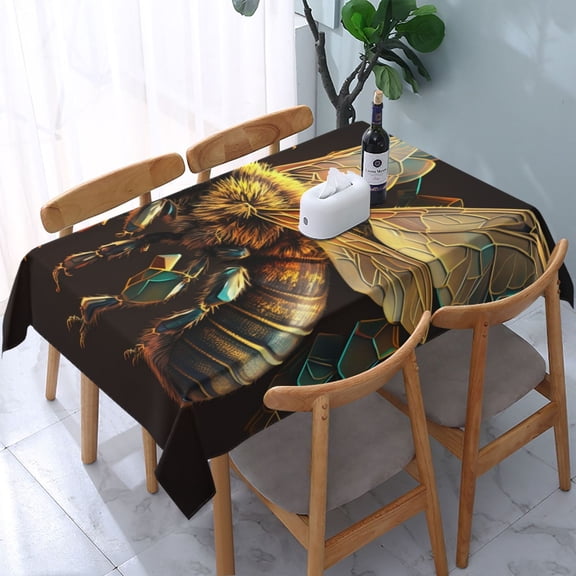 Bee Honey Honeybee Cool Rectangular Tablecloth 54"x 72" Waterproof Rectangle Table Cover Cloth for Kitchen Dining Room Picnic Home Party