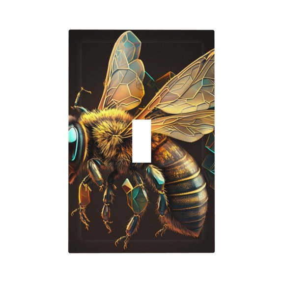 Bee Honey Honeybee Cool Single Toggle Wall Plate 1 Gang Decorative Electrical Outlet Light Switch Cover Switchplate