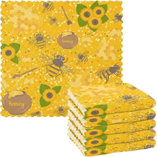 Bumble Bee Hand Dish Towels Set x3 Yellow Black Stripe Kitchen Decor  GLOBAL!