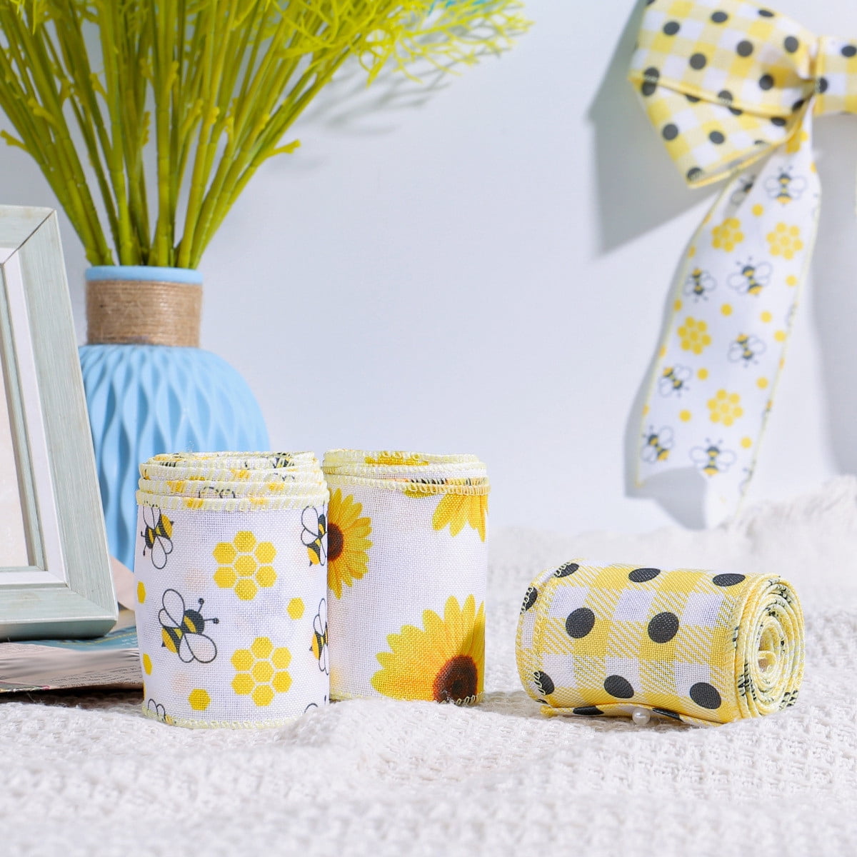 Bee Honeybee Decorative Ribbon, Yellow Craft Ribbon for Wrapping ...