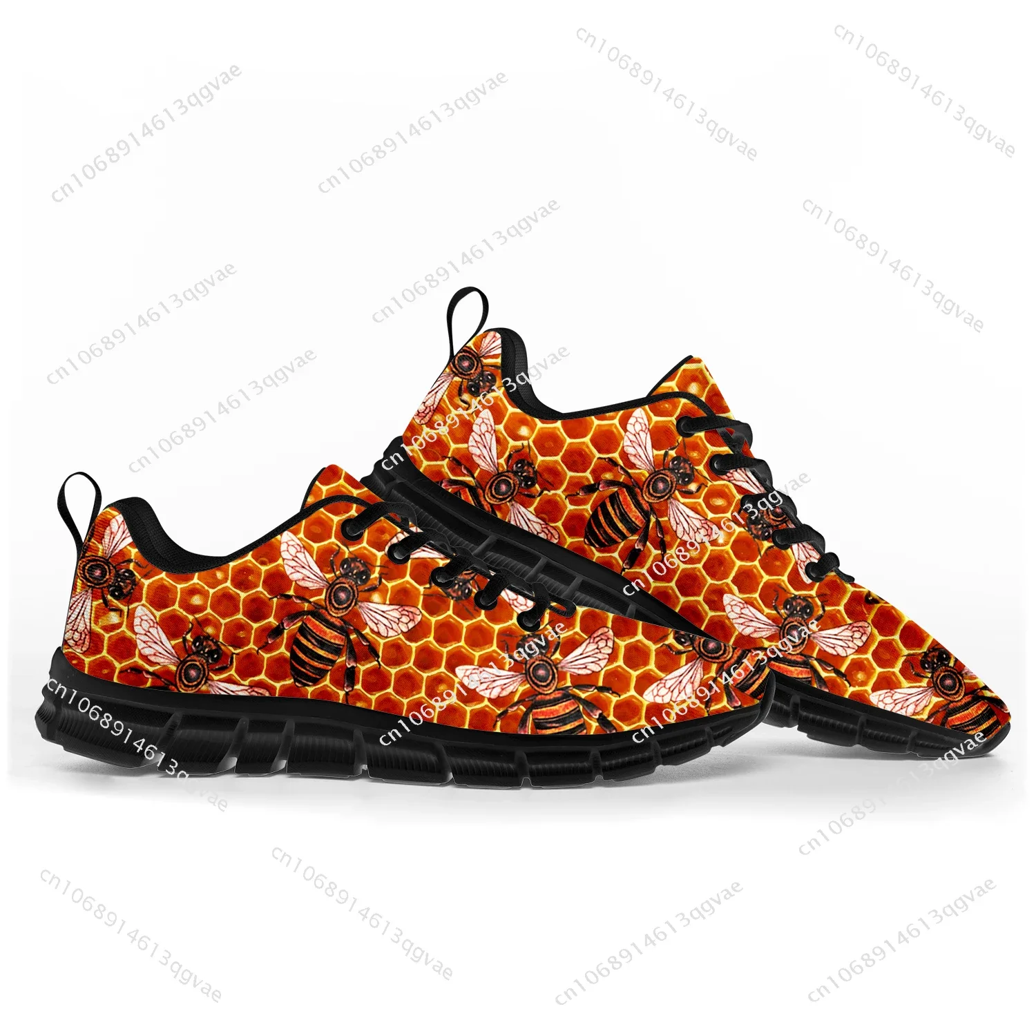 Bee Honey Gifts Pattern Print Black Sneaker Shoes For Men Women main image 1