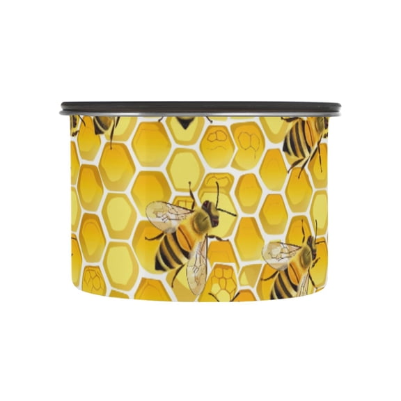 Bee Honeycomb Airtight Coffee Bean Canister 17oz Food Storage Containers with Lids For Gournd, Tea, Sugar, Flour, Rice, Cereal, Candy Cookie Jar