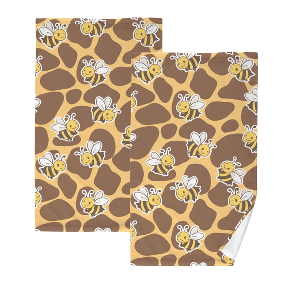 Bee Honeycomb Background Cotton Towel Set Face Hand Towels 2 Pack Soft Absorbent 16x28in