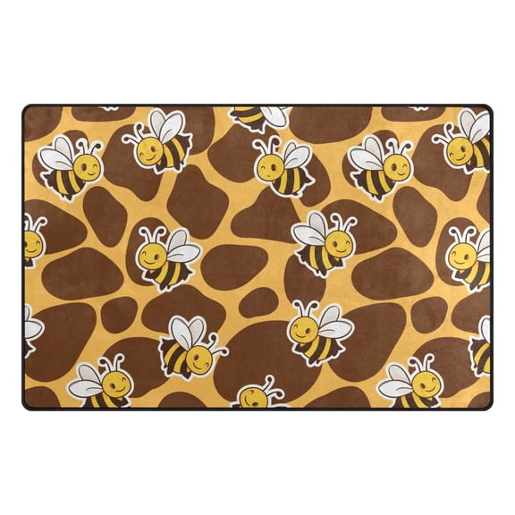 Bee Honeycomb Background Pattern Memory Foam Area Rug 31"x20" Non Slip, Absorbent, Fade Proof for Living Room, Bedroom, Office
