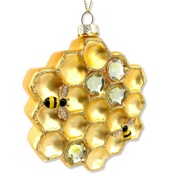 Bee Honeycomb Blown Glass Ornament Christmas Tree Decoration