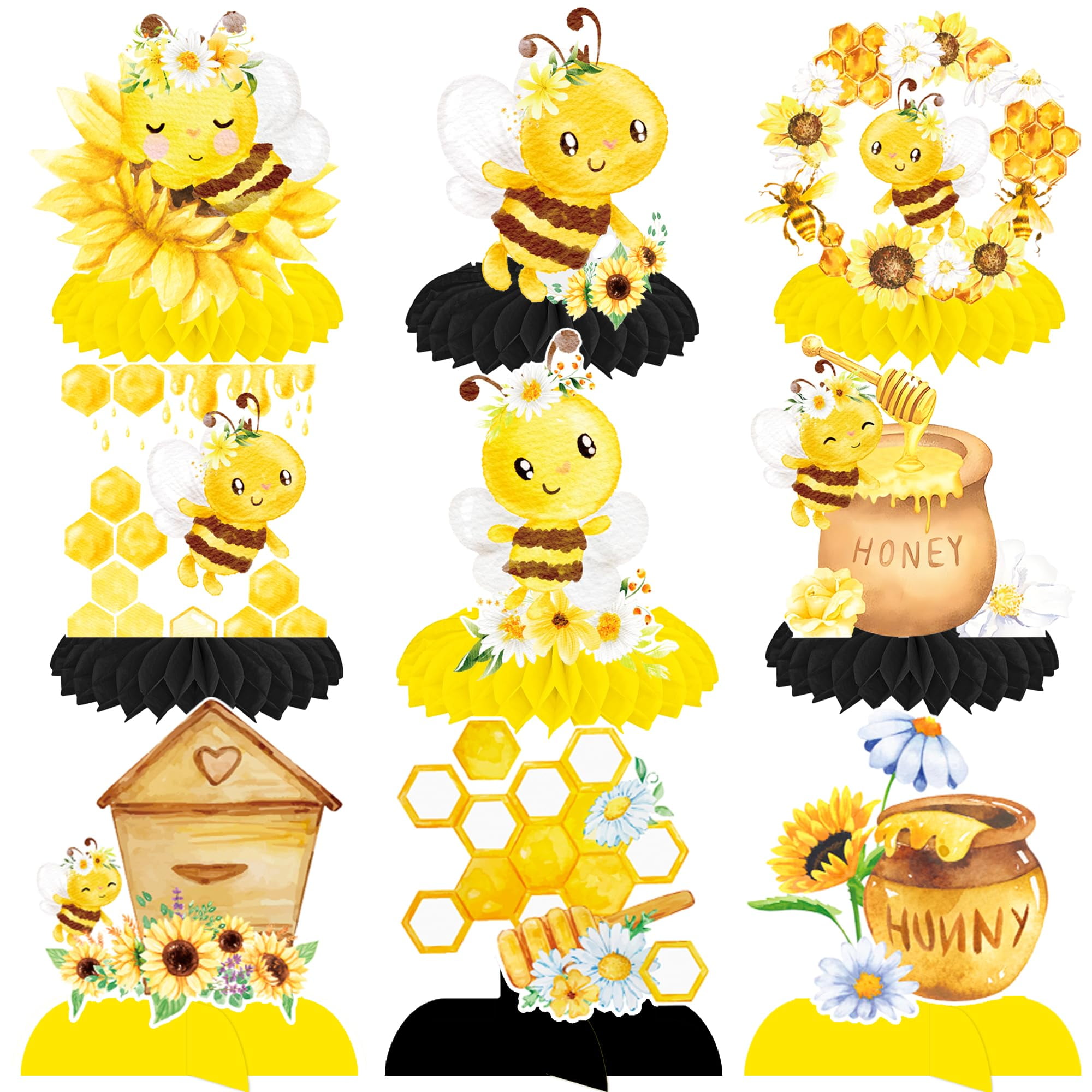 12-Pack Honey Bee Centerpiece Boxes - Floral Decor For Baby Showers, Birthday Parties & Tea Parties