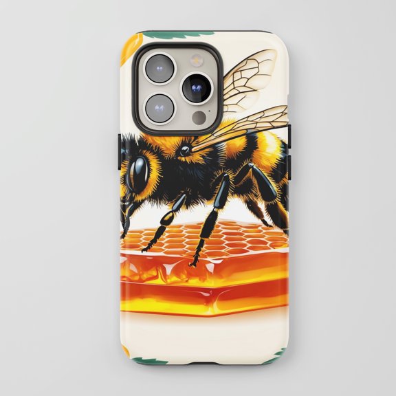 Bee Honeycomb For All iPhone Series Tough Phone Case Nature Theme Yellow Black Cream Finish