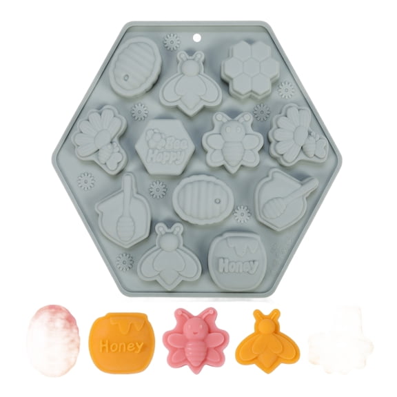 Bee Honeycomb Silicone Baking Mold 12 Cavity Food Grade For Chocolate Cake Mousse Pastry Gray 1 Pack