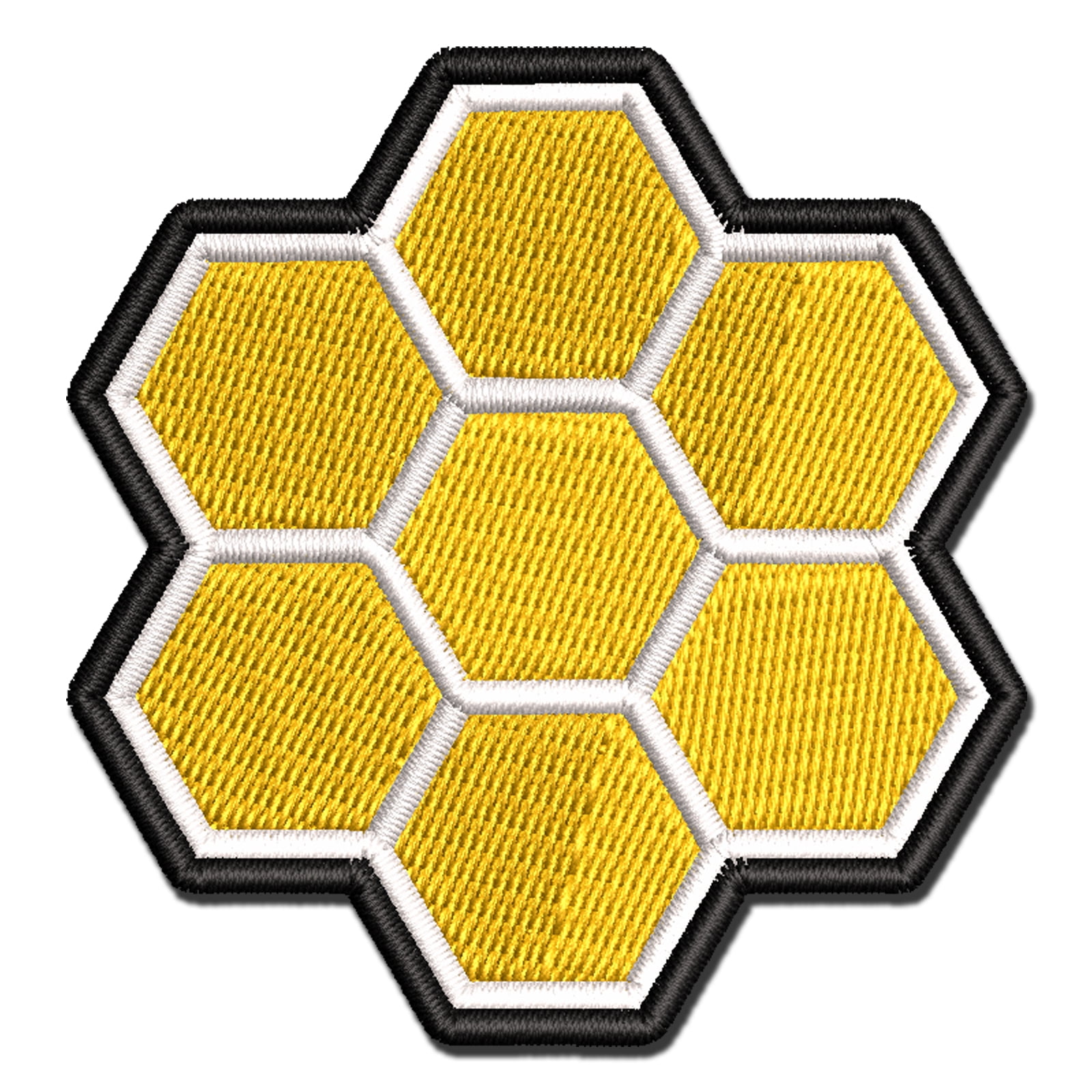 Bee Honeycomb Solid Applique Multi-Color Embroidered Hook & Loop Patch - 3.5 Inch Large
