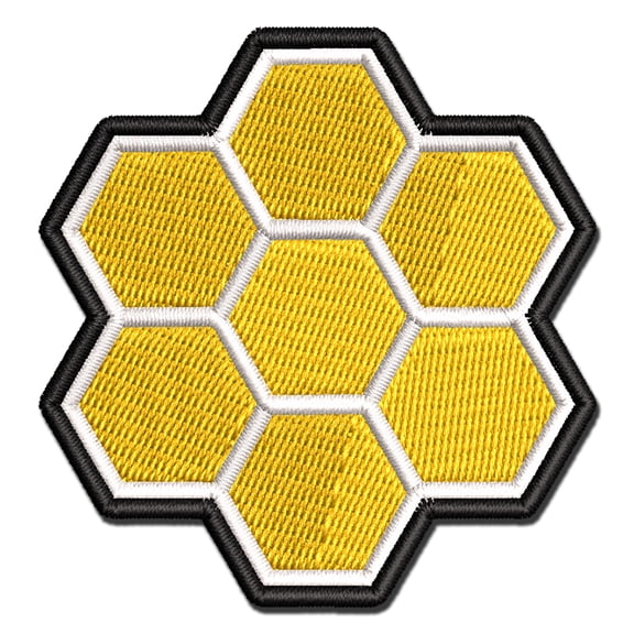 Bee Honeycomb Solid Applique Multi-Color Embroidered Iron-On Patch - 2.0 Inch Mini