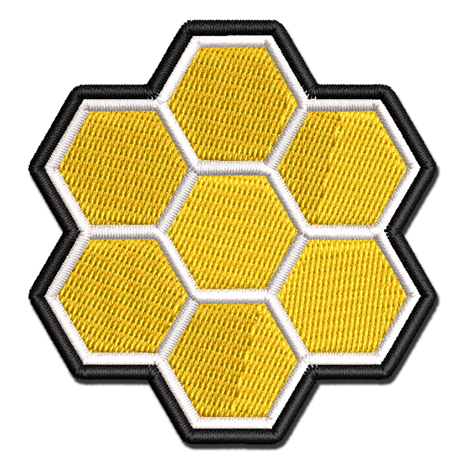 Bee Honeycomb Solid Applique Multi-Color Embroidered Iron-On Patch - 3.5 Inch Large