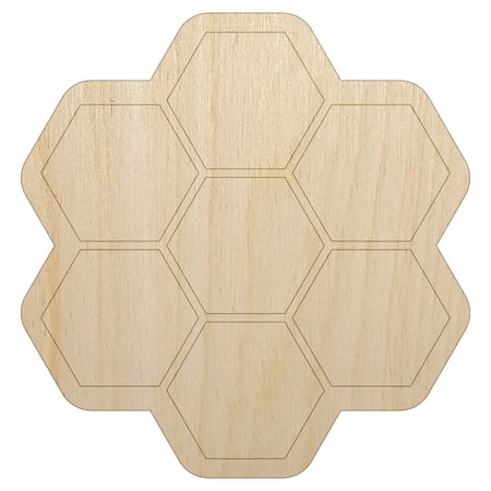 Bee Honeycomb Solid Wood Shape Unfinished Piece Cutout Craft DIY Projects - 4.70 Inch Size - 1/8 Inch Thick
