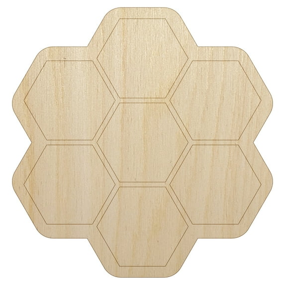 Bee Honeycomb Solid Wood Shape Unfinished Piece Cutout Craft DIY Projects - 6.25 Inch Size - 1/8 Inch Thick