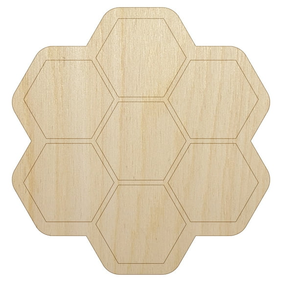 Bee Honeycomb Solid Wood Shape Unfinished Piece Cutout Craft DIY Projects - 6.25 Inch Size - 1/8 Inch Thick