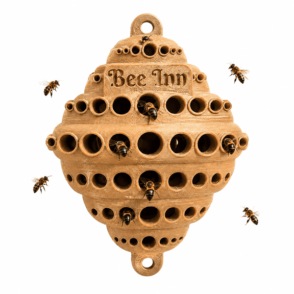 Bee House Outdoor Wall-Mounted Pollinator Shelter, Multi-Cell Nesting Box with Insect Tubes, Garden Decoration For Bee, Butterfly, Ladybirds, Beneficial Insect Habitat, Bug Hotel Garden