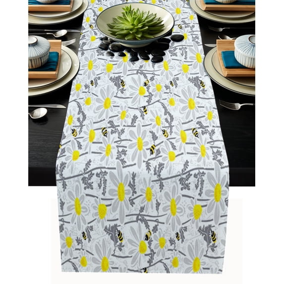 Bee Insect Yellow Table Runner Home Party rative Tablecloth Cotton ...