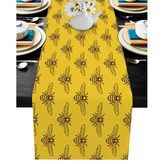 Tablecloth Yellow Insects Bee Insect Yellow Table Runner Home Party rative Tablecloth Cotton ...