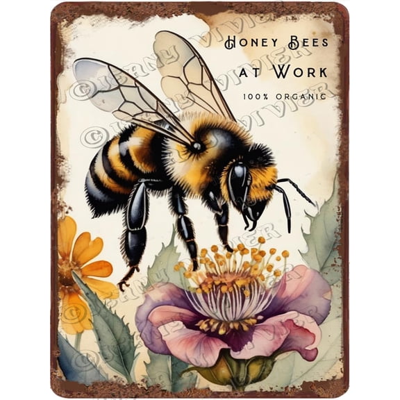 Bee with Inspirational Quote Aluminum Sign Bee Wall Decor Vintage Metal Sign Bee Decorations for Bee Birthday Decorations Bee Party Decorations 12x16 Inches