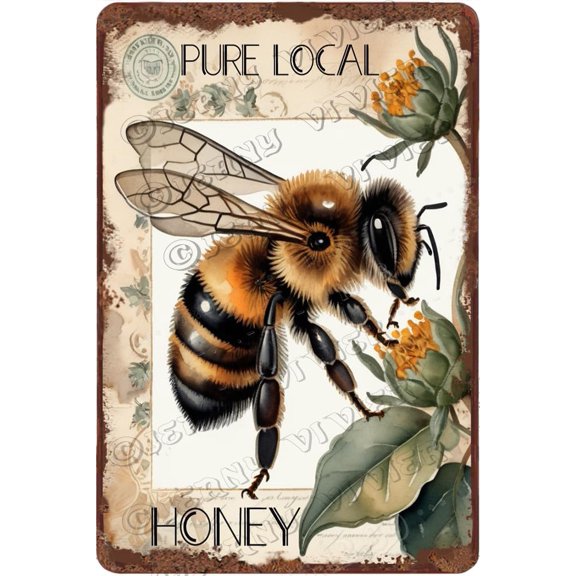 Bee with Inspirational Quote Aluminum Sign Bee Wall Decor Vintage Poster Rustic Farmhouse Decor, Bee Party Decorations, Birthday Decorations 12x8 Inches