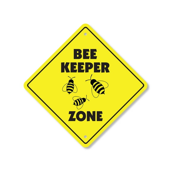 Bee Keeper Plastic Crossing Sign - 12 Inch X 12 Inch Xing Sign Gift Honey Bees Apiary Hive Pollination Suit Farming Nature Wildlife Decor