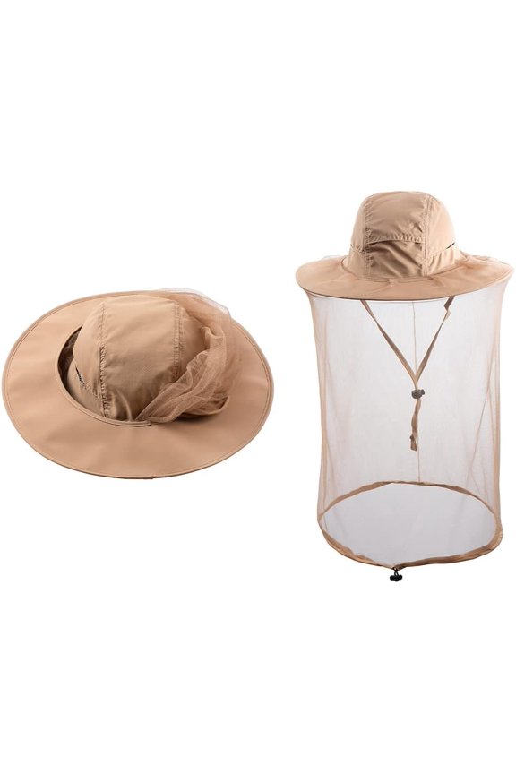 Bee Keeping Beekeeper Veil hat gnats Insect Bug Mosquito Fishing Gardening Cap with Head net Netting mesh Hood for Men Women 1Pack