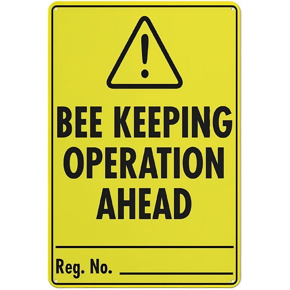 Bee Keeping Operation Ahead 8"x12" Rust Free Aluminum Sign, Outdoor Metal Tin Sign, Home Business Yard Sign, Bee Warning Sign