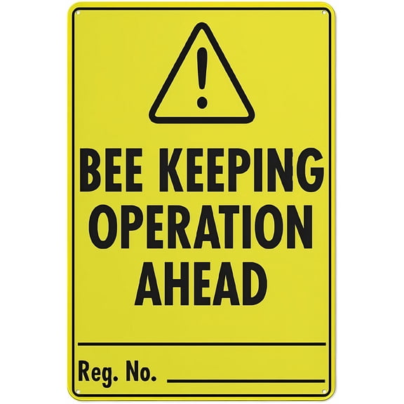 Bee Keeping Operation Ahead 8"x12" Rust Free Aluminum Sign, Outdoor Metal Tin Sign, Home Business Yard Sign, Bee Warning Sign