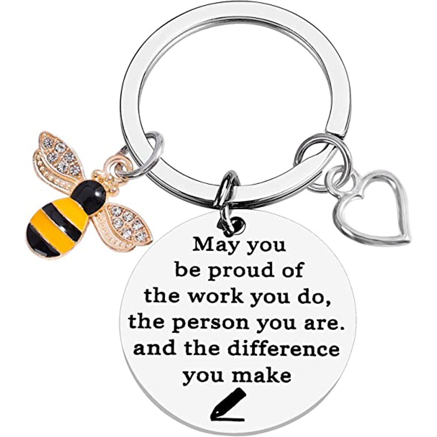 Bee Keychain Bee Inspirational Keyring for Women Men Bee Keychain for ...