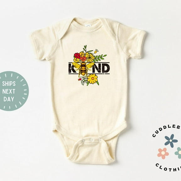 Bee Kind Baby Bodysuit, Retro Floral Bee Baby, Be Kind Inspirational Baby , Baby Gift, New Baby