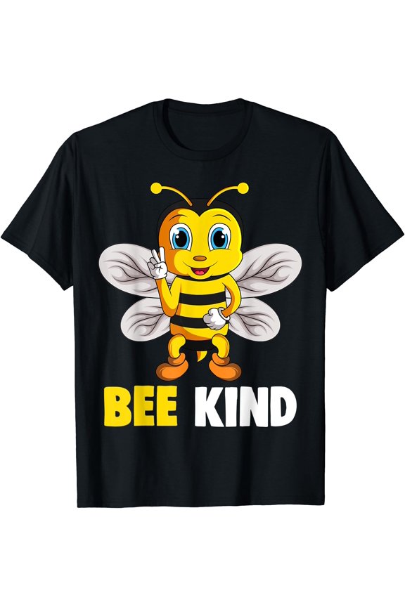 Bee Kind Cartoon Bee Graphic T-Shirt for Positive Vibes and Kindness