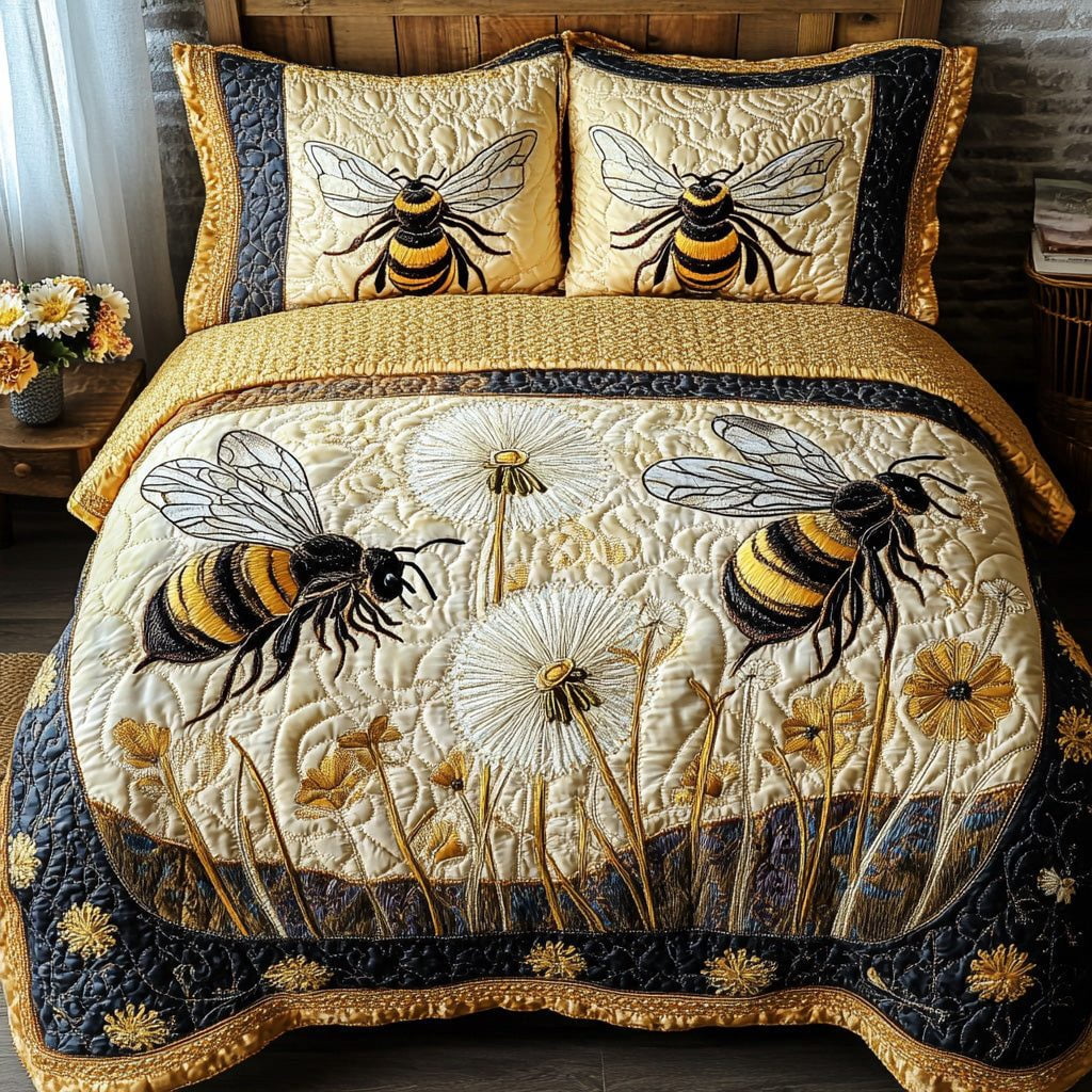 Bee Kind Dandelion Pair 3-Piece Quilted Bedding Set - Walmart.com
