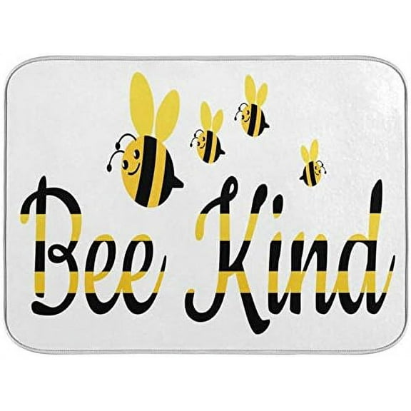 Bee Kind Dish Drying Mat Large Quote Fast Absorbent Tableware Pad Baby Bottle Rack Drainer Mats Heat Resistant Kitchen Sink Counter Decor 18x24 inches