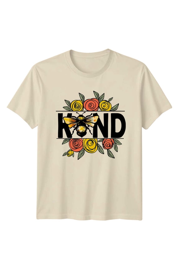 Bee Kind Floral T-Shirt Be Kind Cute Graphic Kindness Slogan Tee