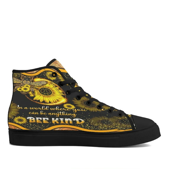 Bee Kind Hippie Mandala High Top Canvas Shoes Sneakers Black Size 7