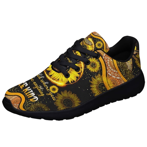 Bee Kind Hippie Mandala Shoes Sneakers for Women Men Black Size 3.5