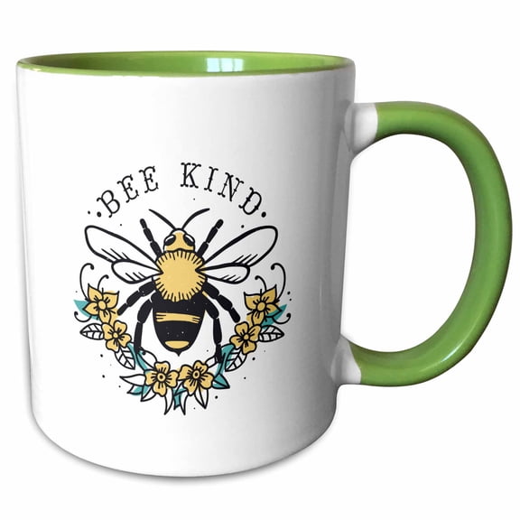 3drose, Bee Kind Honey Bee, 11oz Two-tone Green Mug