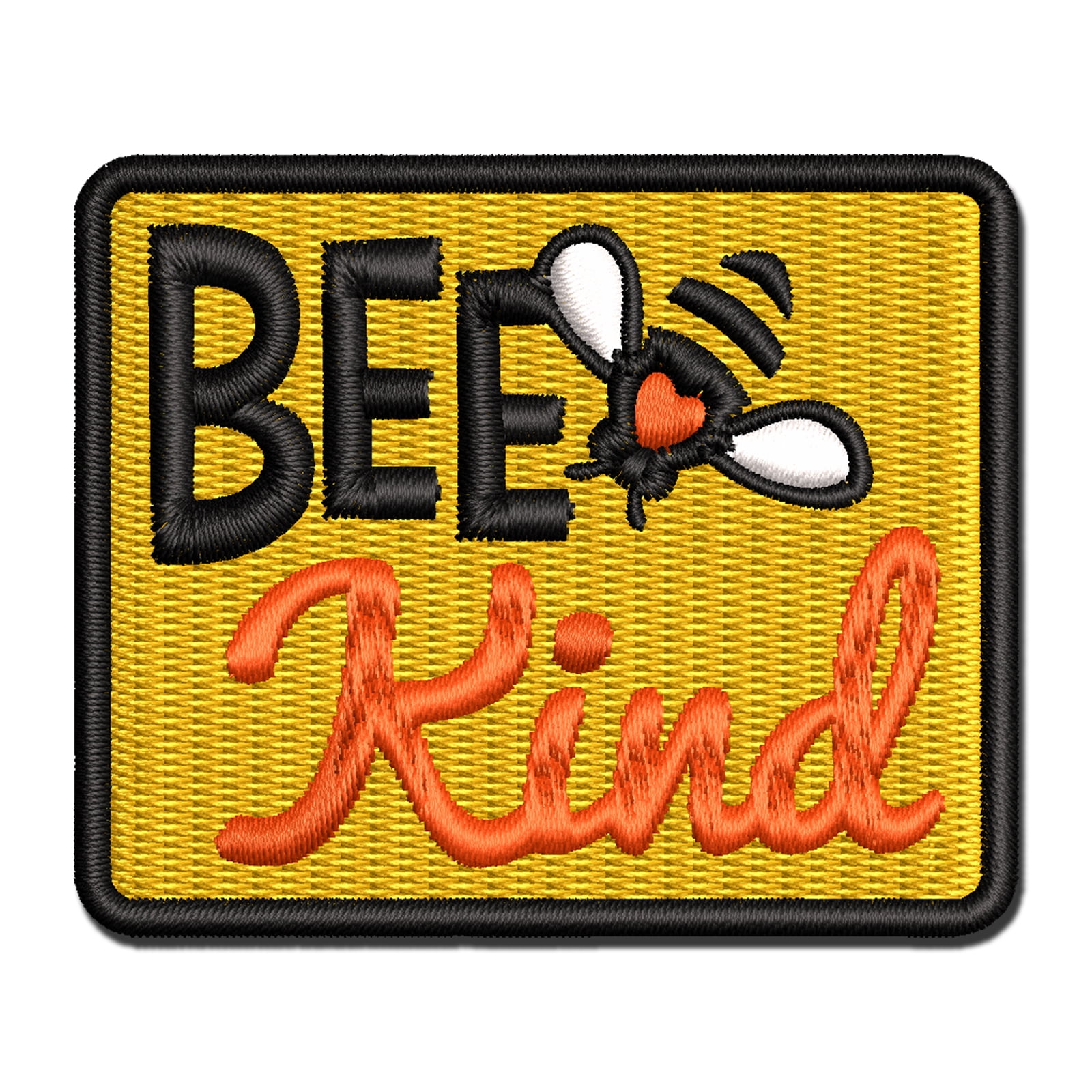 Bee Kind Honey Insect Applique Multi-Color Embroidered Hook & Loop Patch - 3.5 Inch Large