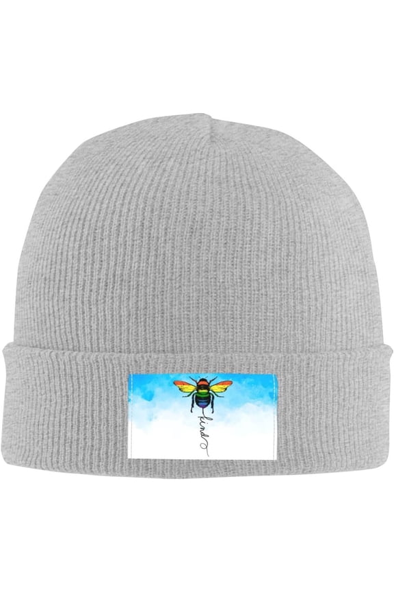 Bee Kind LGBT Beanie Hat Men Winter Knit Hat Women Slouchy Skull Cap Knitted Hat Sleep Caps Hedging Hat Black