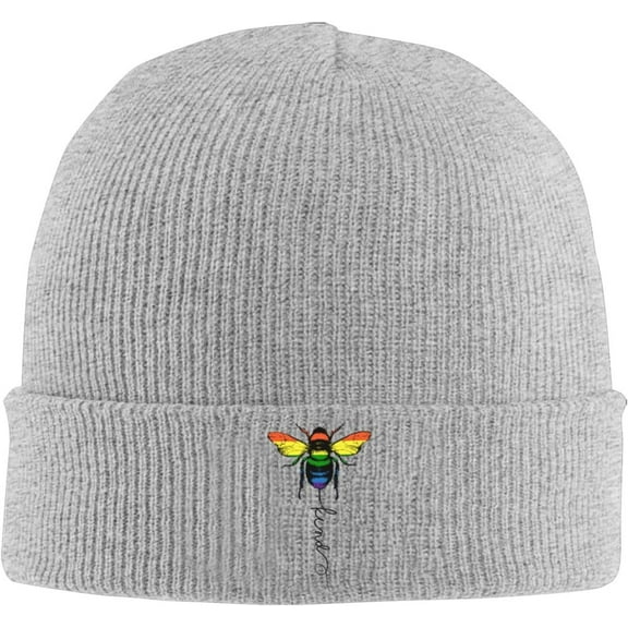 Bee Kind LGBT Beanie Hat Men Winter Warm Hat Women Knit Stocking Hat Slouchy Skull Cap Knitted Hat Black