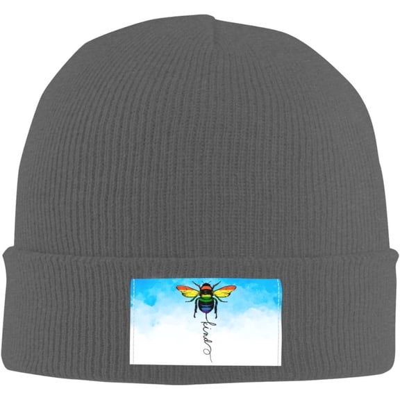 Bee Kind LGBT Beanie Hat Men Women Slouchy Skull Cap Knitted Hats Sleep Caps Black
