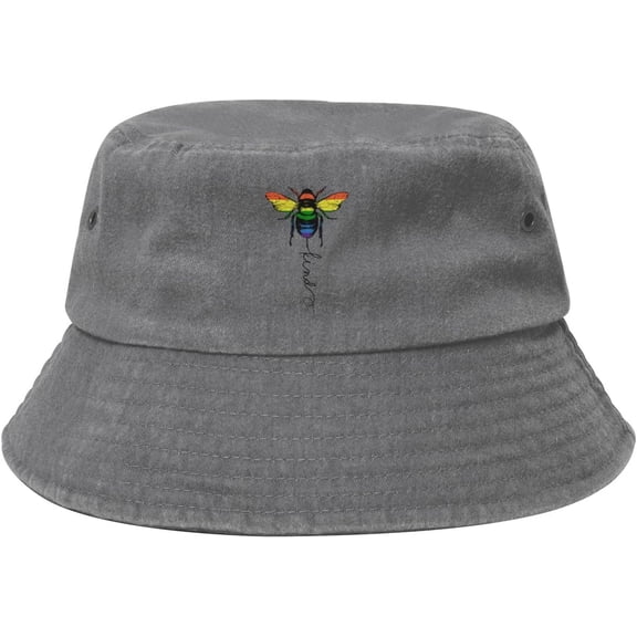 Bee Kind LGBT Bucket hat Men Cowboy Fisherman Hat Packable Outdoor Beach Sun Hat Women Summer Beach Fishing Hat Black