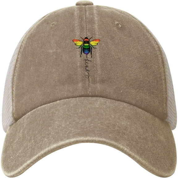 Bee Kind LGBT Cowboy Hat Men Vintage Mesh Baseball Cap Women Dad Hat Sun Hat Trucker Hat Black