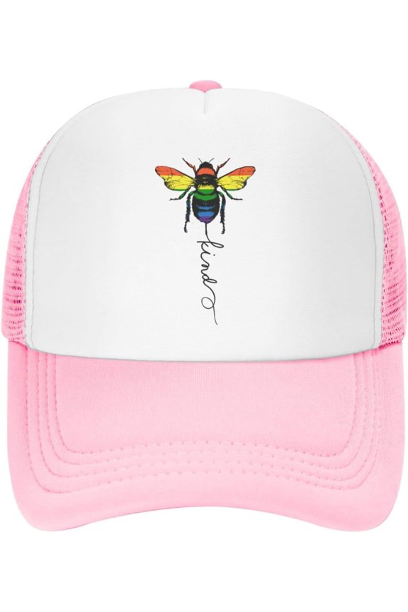 Bee Kind LGBT Trucker Hat Women Mesh Baseball Cap Cowboy Hat Men Dad Hat Adjustable Hat Snapback Hat Black