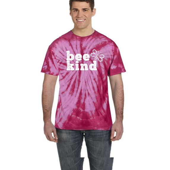 Bee Kind Motivational Unisex Short Sleeve Tie Dye T-shirt-Pink-medium