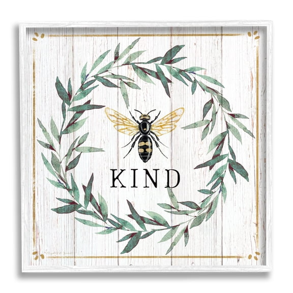 Bee Kind Phrase Country Farm Insect Pun Animals & Insects Framed Art Print Wall Art, 17x17